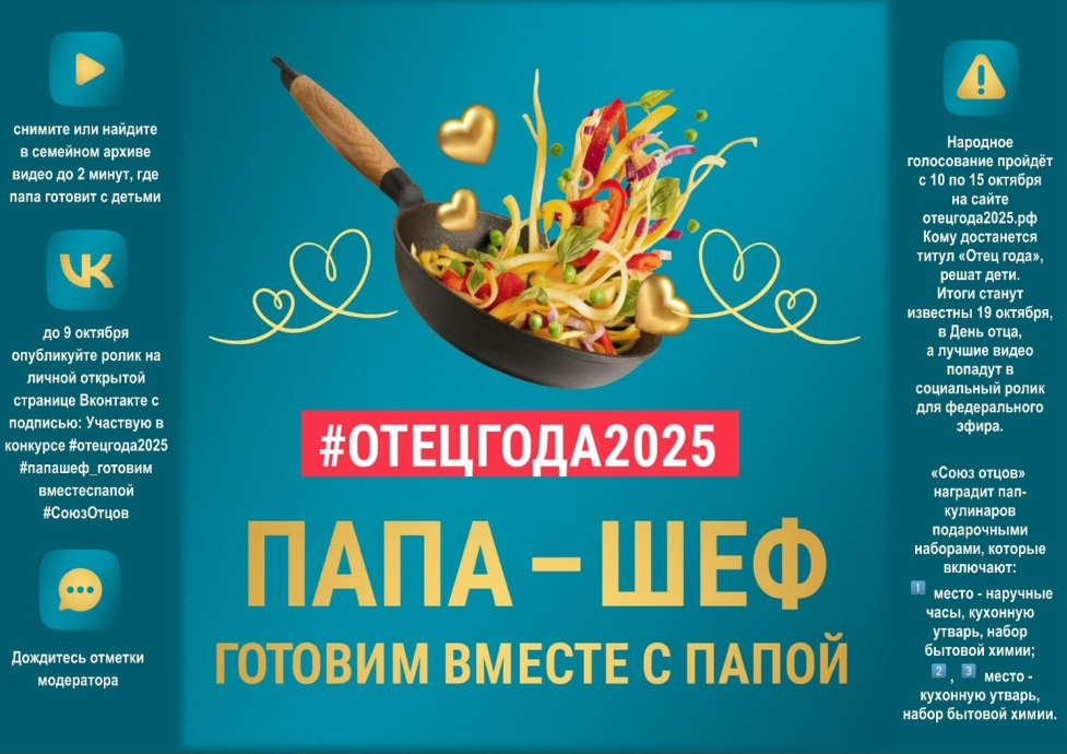 Приглашаем принять участие в конкурсе "Папа - шеф. Готовим вместе с папой"